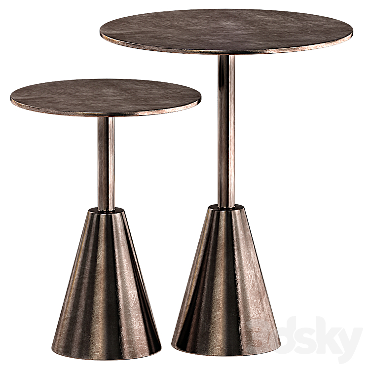 FRISCO END TABLES SET ANTIQUE RUST FINISH 