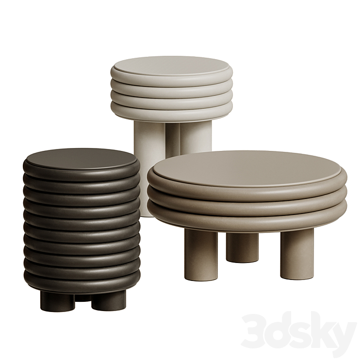 GIOBAGNARA SCALA BEIGE LOW ROUND COFFEE TABLE 