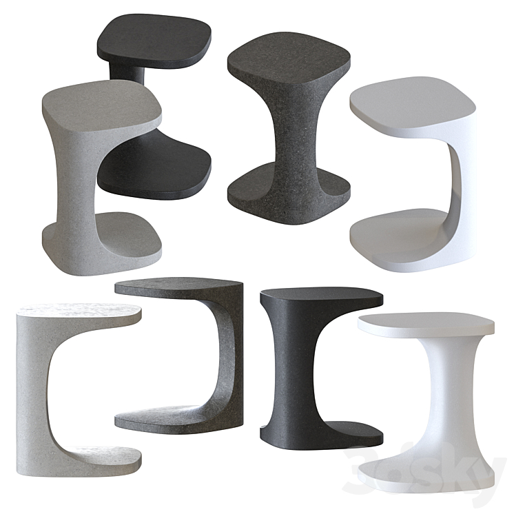KRISTALIA CONCRETE FONT SIDE TABLES 