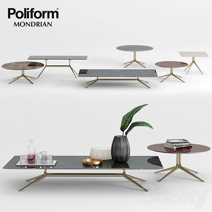 POLIFORM MONDRIAN COFFEE TABLES 1 