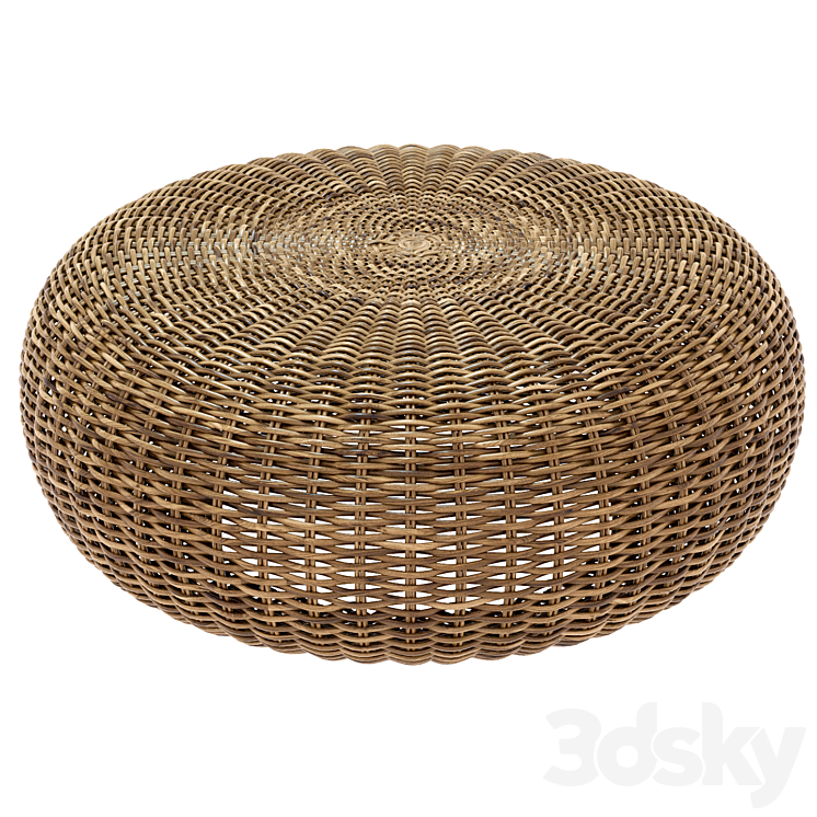 ROUND BRAIDED RATTAN POUF CALIFORNIA 