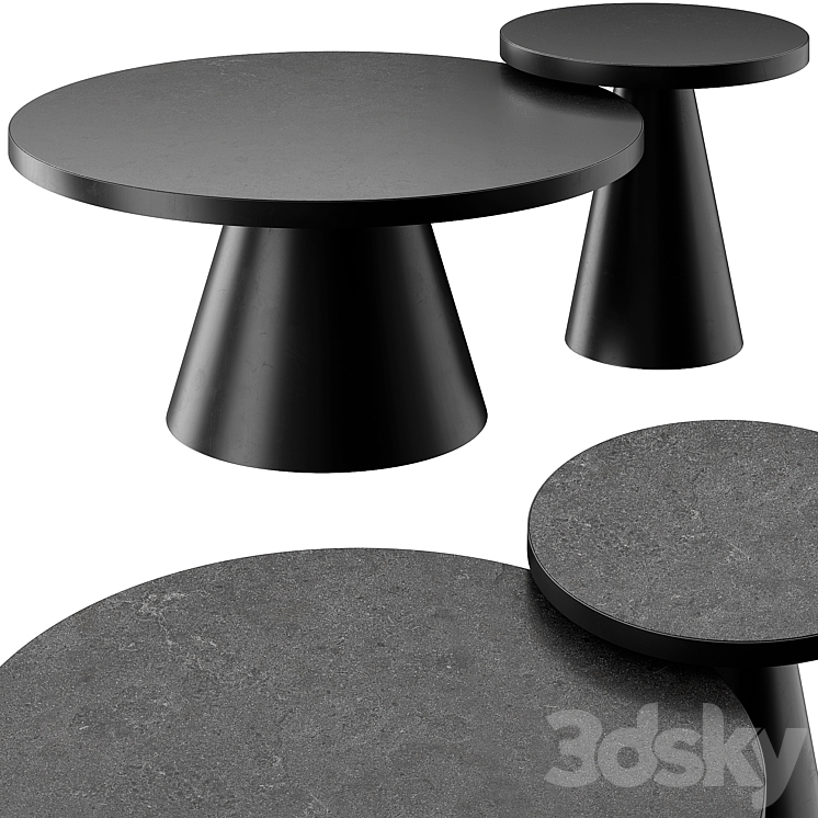 SALONTAFEL LEEDS ROND ZWART KERAMIEK COFFEE AND SIDE TABLE 