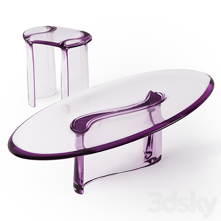 STUDIO LUKAS COBER NEW WAVE LIQUID STOOL AND LOW TABLE 