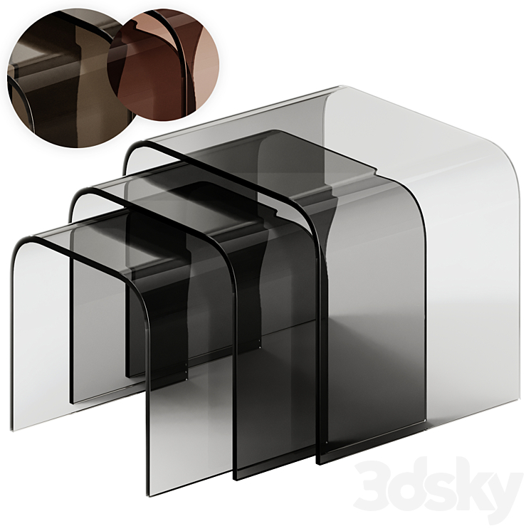 TONIN CASA ANEMONE GLASS COFFEE TABLES SET 