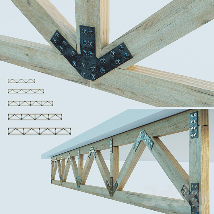 A_SET_OF_WOODEN_TRUSSES_WITH_PARALLEL_BELTS_6M_8M_10M_12M_14M 
