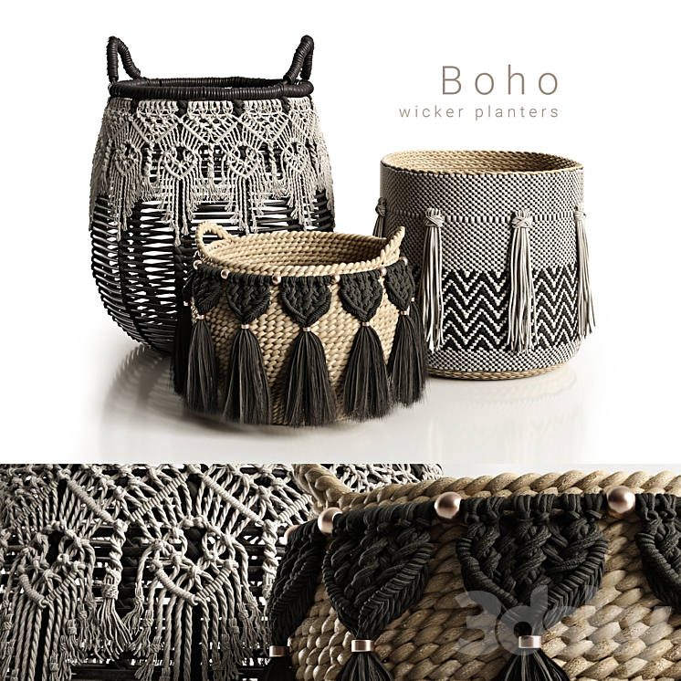 BOHO WICKER PLANTERS 