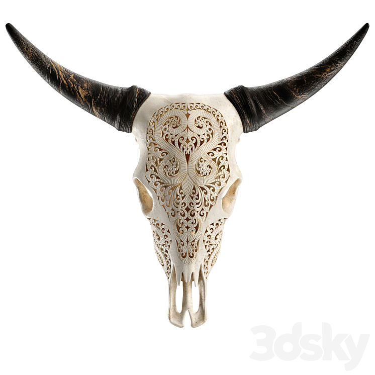 CARVED COW SKULL 