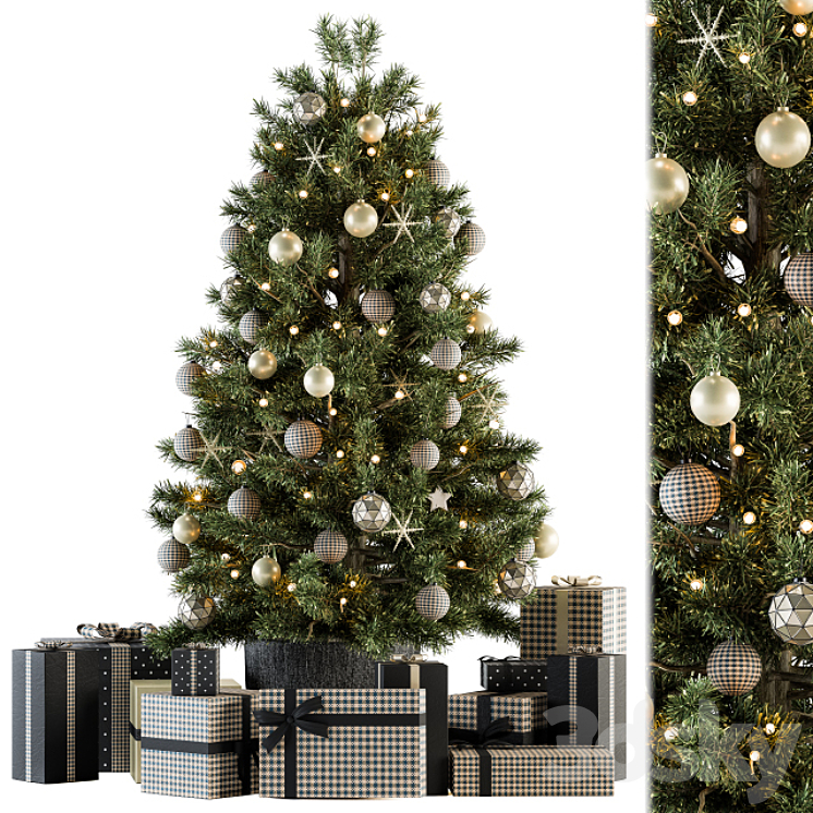 CHRISTMAS_DECORATION_13_CHRISTMAS_BROWN_AND_GREEN_TREE_WITH_GIFT 