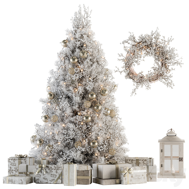 CHRISTMAS_DECORATION_14_CHRISTMAS_WHITE_AND_GOLD_TREE_WITH_GIFT 