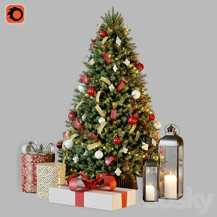 CHRISTMAS TREE WITH DECOR 1 