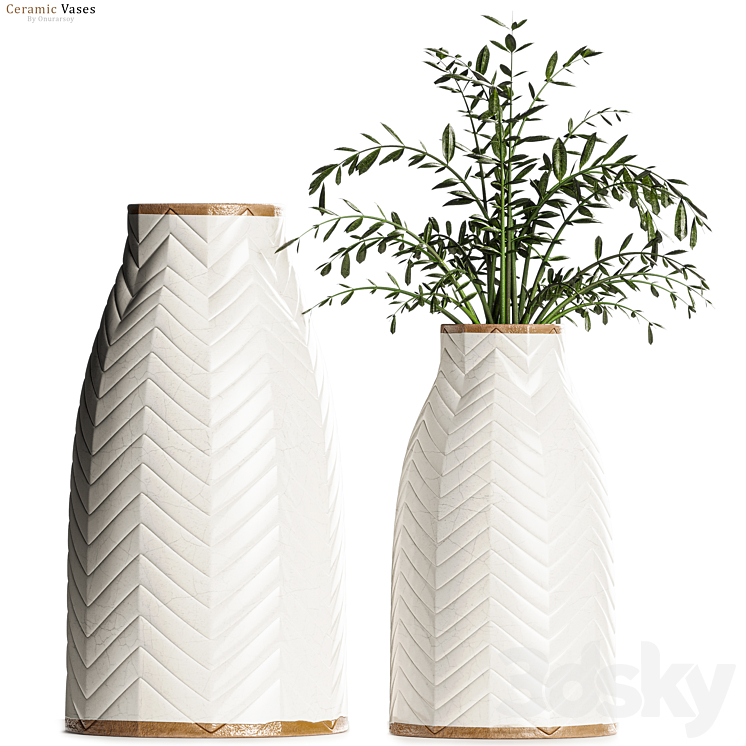 CRATE BARREL ADRA VASES WITH PLANTS 