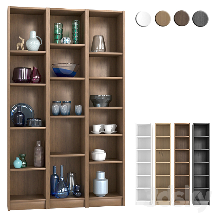 IKEA BILLY SHELVING UNIT WITH DECORATIVE ELEMENTS 