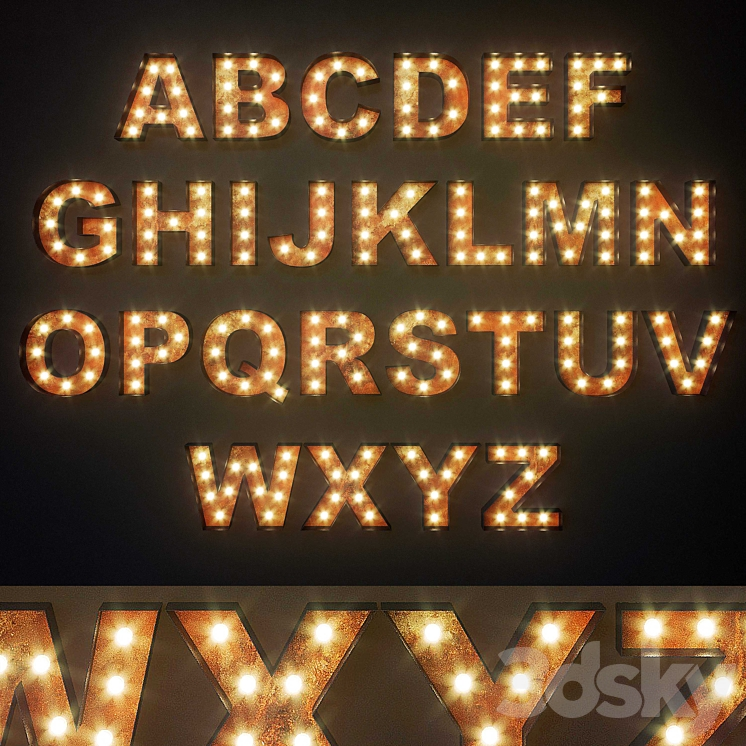 LIGHTED METAL SIGN SET 12 ALPHABET 