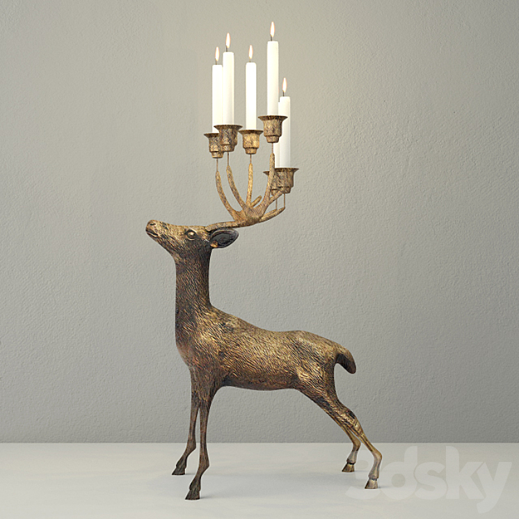 OVERSIZE BRASS DEER CANDLE HOLDER 