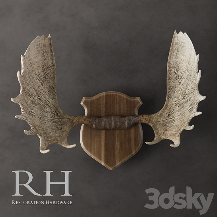 RESTORATION HARDWARE MOOSE ANTLERS IN CAST RESIN 