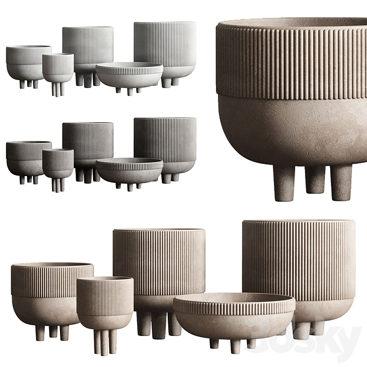 VASE CONCRETE INDOOR OUTDOOR SET 03 