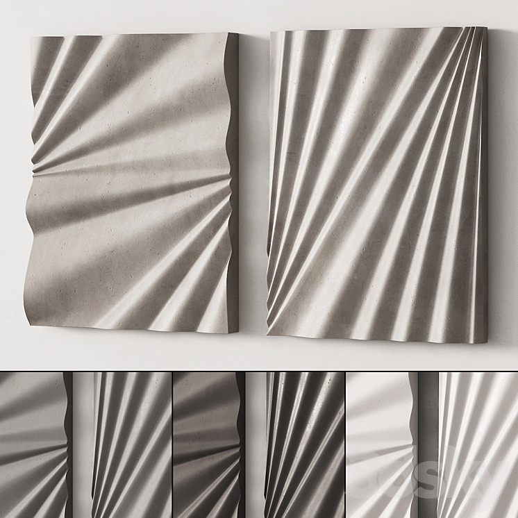 282 DECORATIVE WALL ART 14 WAVES GYPSUM WALL SCULPTURE 01 
