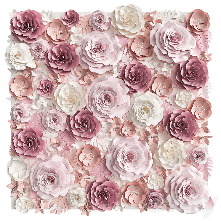 A WALL OF PAPER FLOWERS PHOTO BACKGROUND 