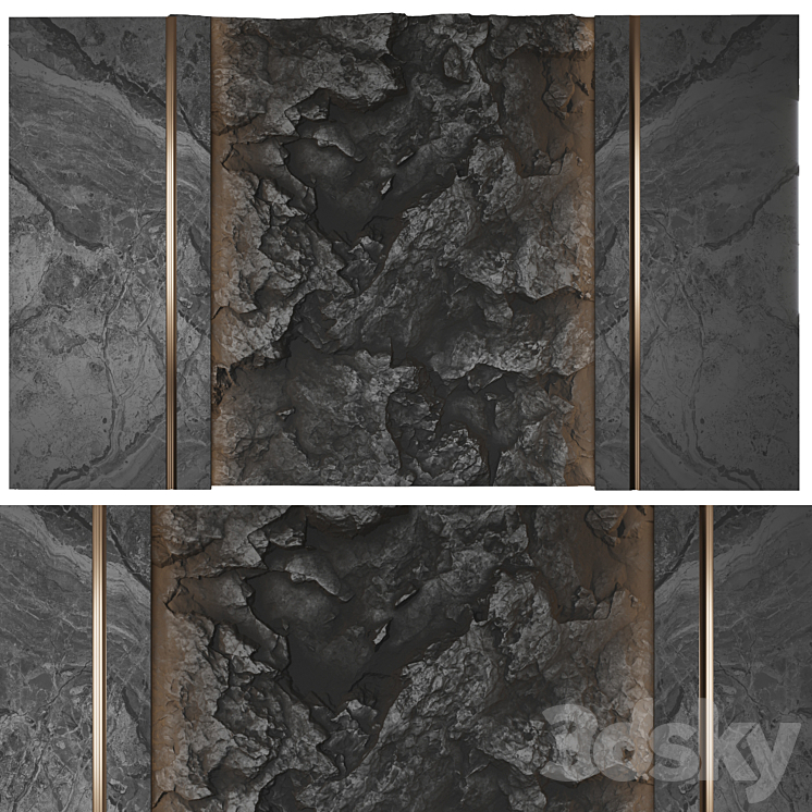 WALL PANEL WITH A BLACK ROCK 