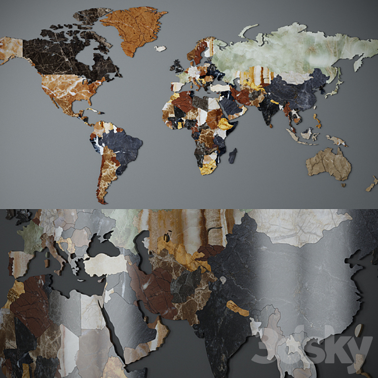 WORLD MAP CNC CUTTING OF MARBLE 
