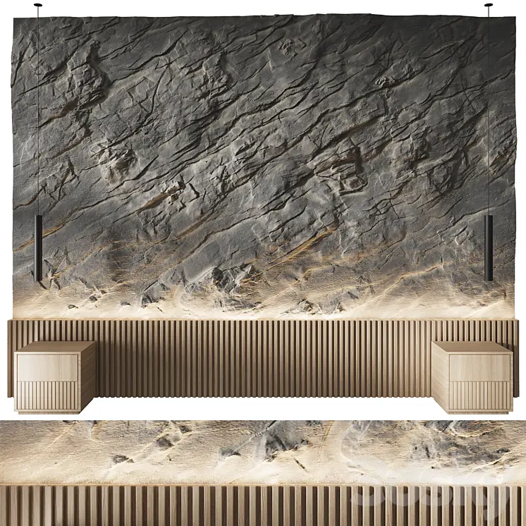 ROCK HEADBOARD HEADBOARD STONE PANELS 