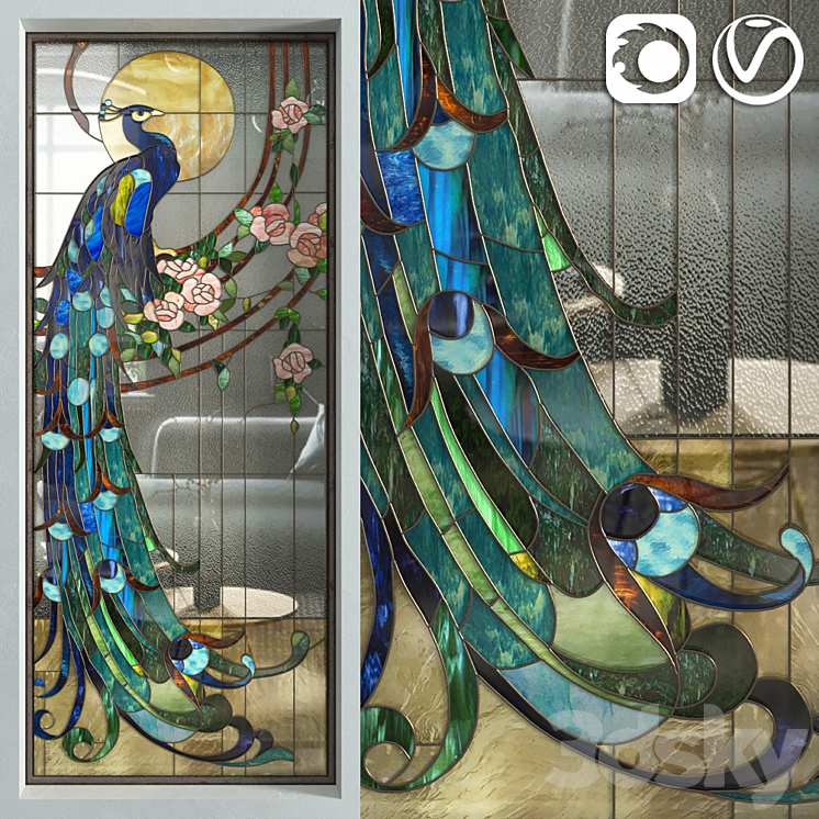 STAINED GLASS PEACOCK 
