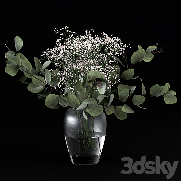 BOUQUETS OF EUCALYPTUS WITH FLOWERS AND GRASS 