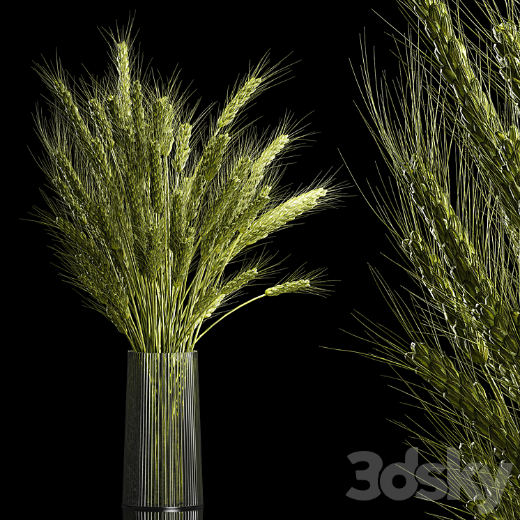 BOUQUET_OF_GREEN_FLOWERS_IN_A_GLASS_VASE_FOR_DECORATION_OF_WHEAT 