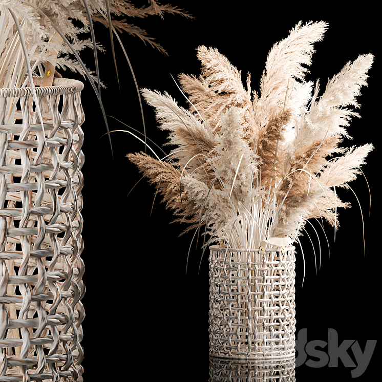 BOUQUET_OF_WHITE_DRIED_FLOWERS_IN_A_WICKER_BASKET_REEDS_PAMPAS_GRASS 