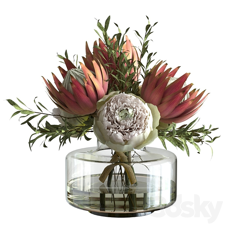 BOUQUET WITH PEONIES AND PROTEAS 
