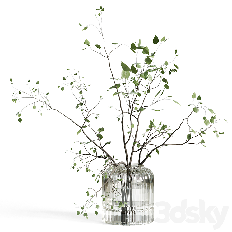 BRANCHES PLANT WITH GALSS VASE WHITE BOUQUET 22 