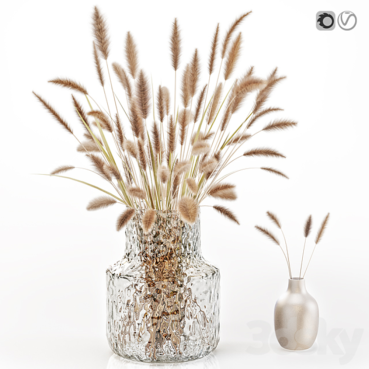 DRY FLOWERS IN GLASS VASE 2 