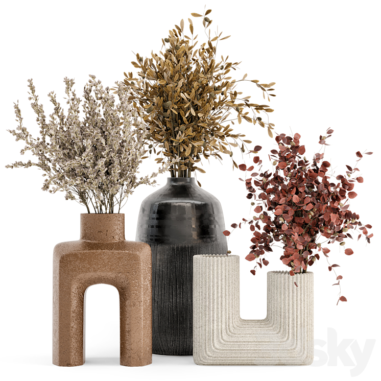 DRY PLANTS BOUQUET COLLECTION IN CONCRETE POT SET 442 
