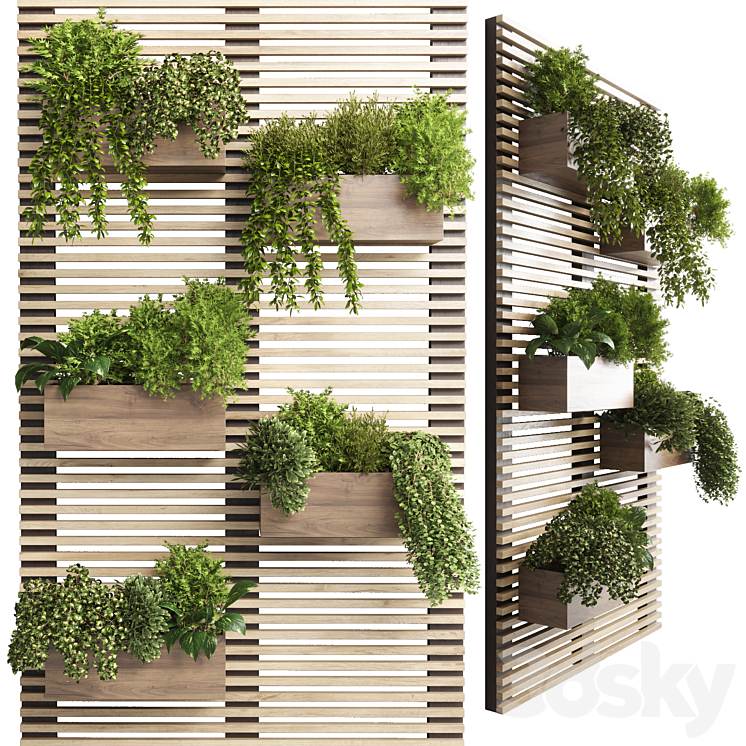 INDOOR PLANT PLANT STAND WOOD VASE 03 