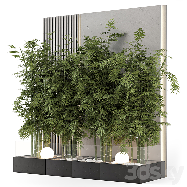 INDOOR WALL BAMBOO GARDEN IN CONCRETE BASE SET 1529 