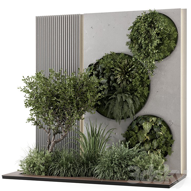 INDOOR WALL VERTICAL GARDEN IN CONCRETE BASE SET 1357 
