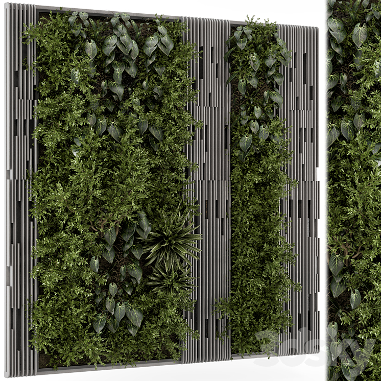 INDOOR WALL VERTICAL GARDEN IN WOODEN BASE SET 864 