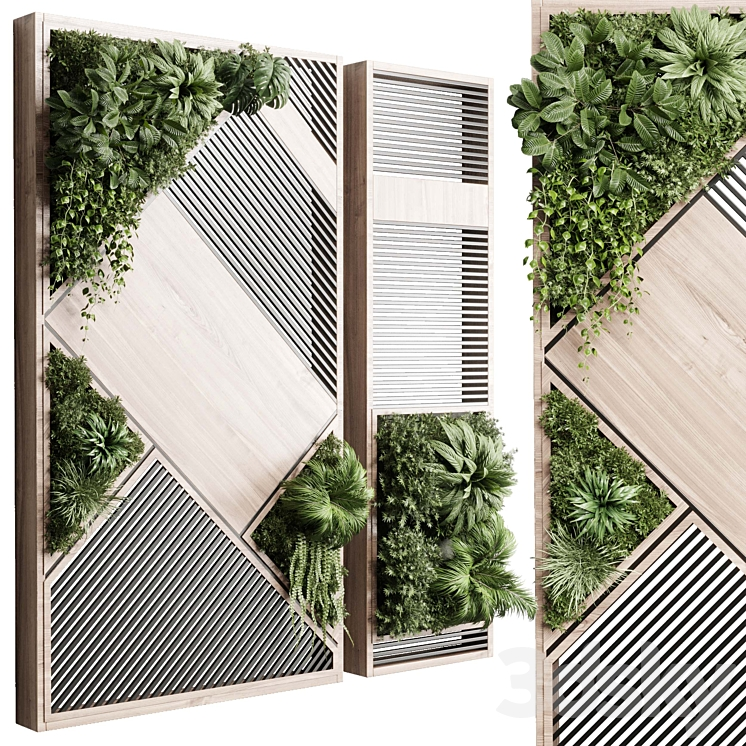 PLANTS_SET_PARTITION_IN_WOODEN_FRAME_VERTICAL_GRADEN_WALL_DECOR 