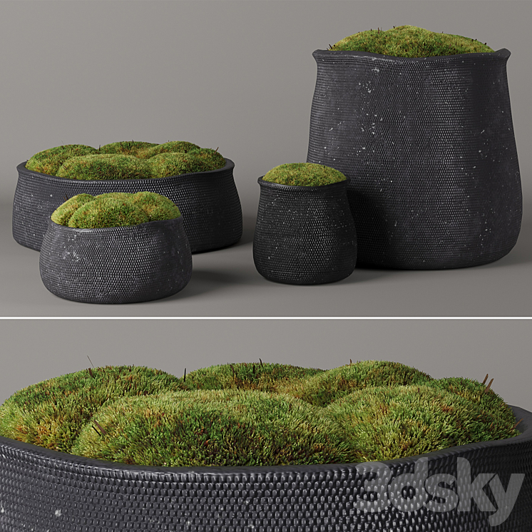 RESTORATION HARDWARE CROSSHATCH CONCRETE VASES 