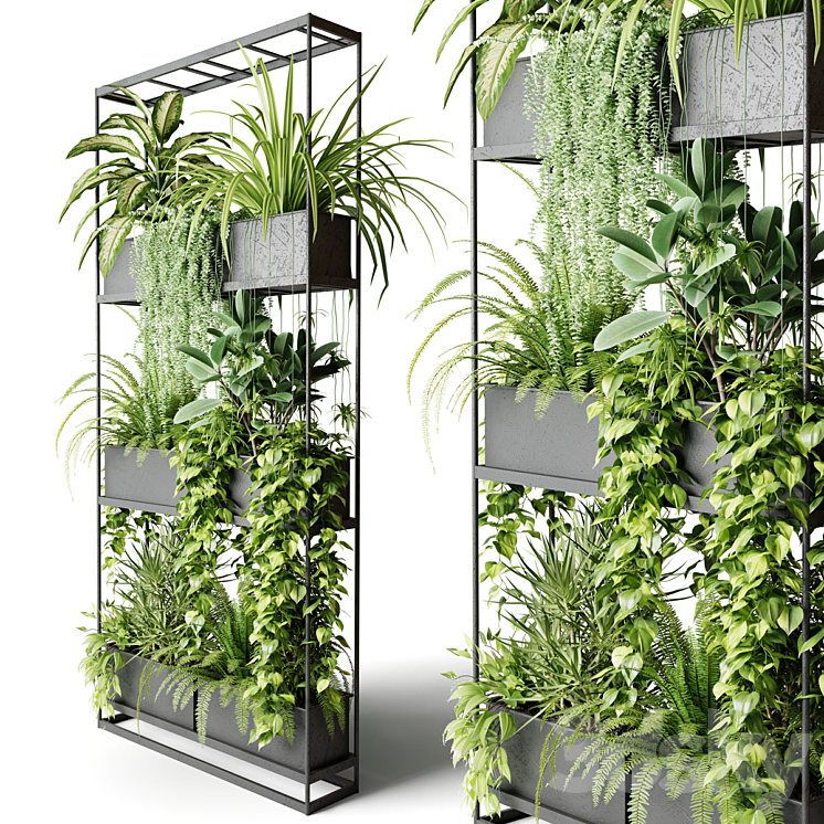 WIDE METAL RACK WITH INDOOR PLANTS 