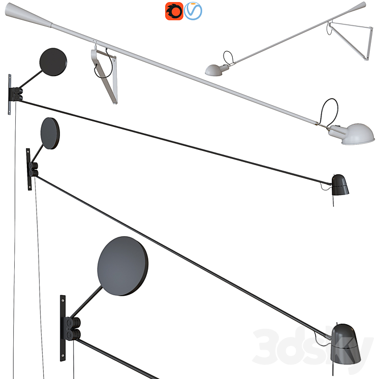 A SET OF WALL LIGHTS LUCEPLAN COUNTERBALANCE FLOS 265 