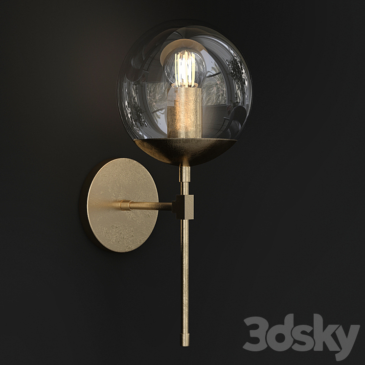 BRASS GLOBE SCONCE BATHROOM WALL LAMP 