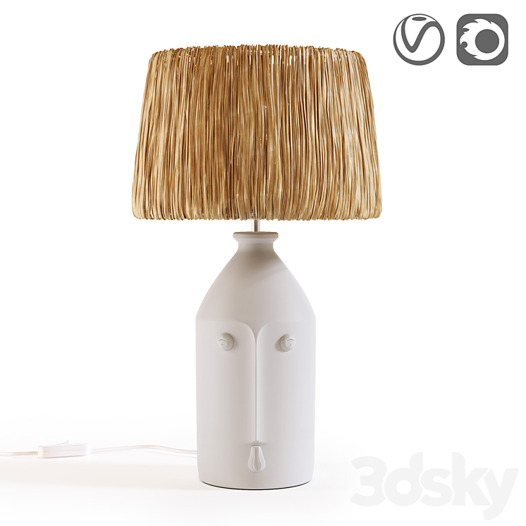CERAMIC AND RAFFIA LAMP MANONI 