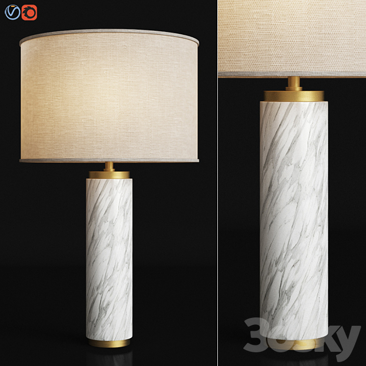 CYLINDRICAL COLUMN MARBLE TABLE LAMP 