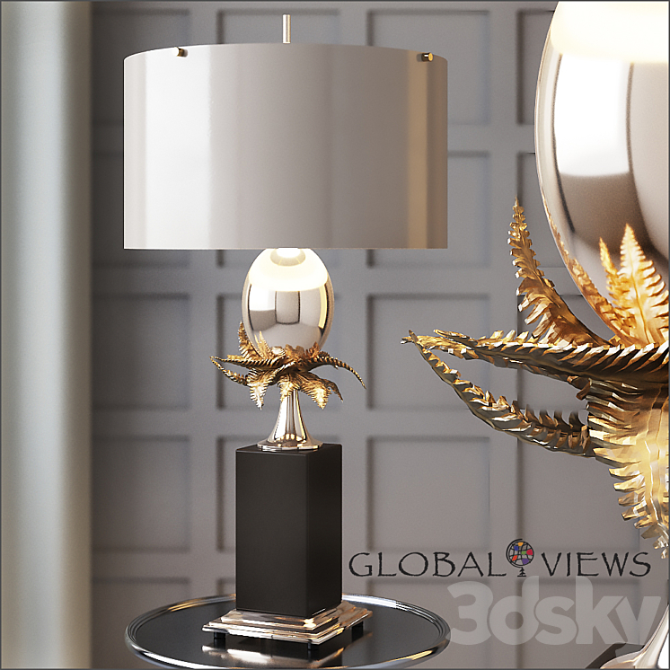 GLOBAL VIEWS EGG AND PALM LAMP 