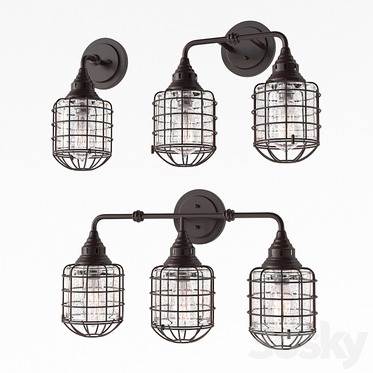 RUSTIC LOFT CAGE BATH LIGHT WL 