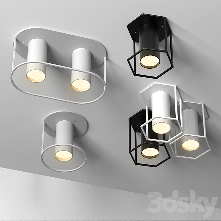 SET OF 4 SPOT CEILING LAMPS FILD ARCHITONIC 