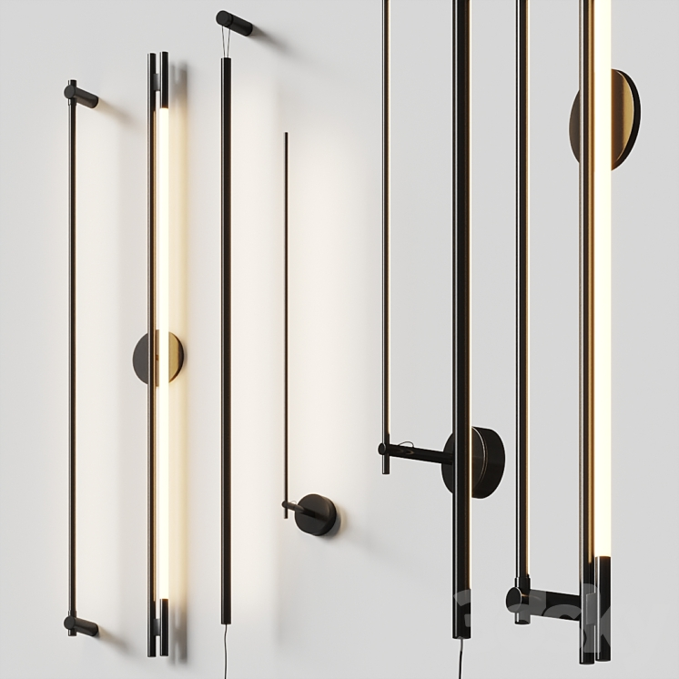 THIN BLACK WALL LAMPS SET 