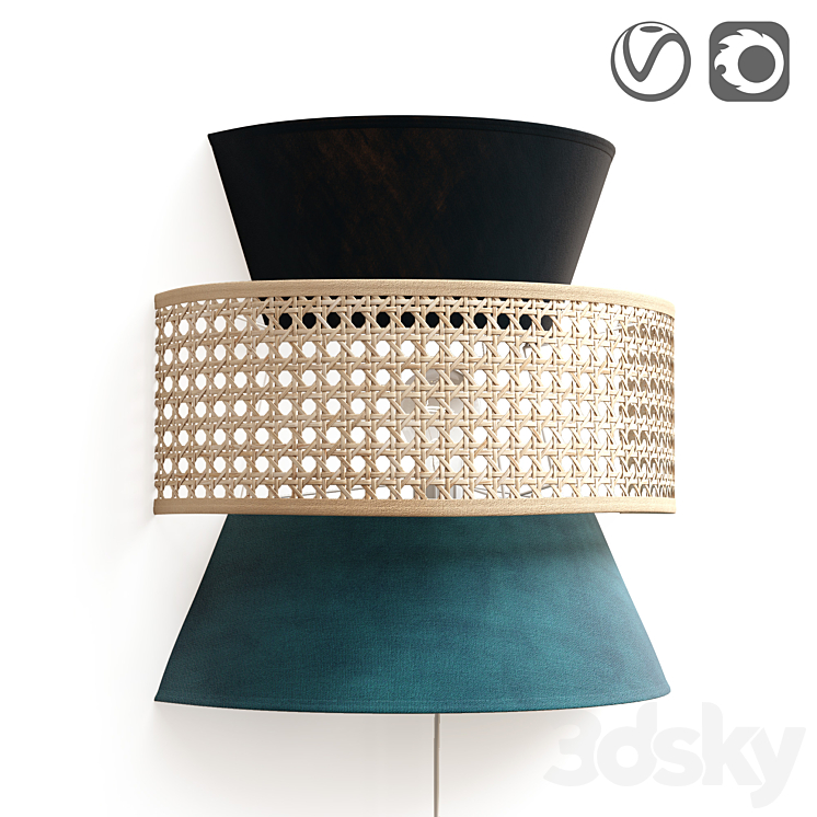 WICKER RATTAN WALL LAMP DOLKIE 