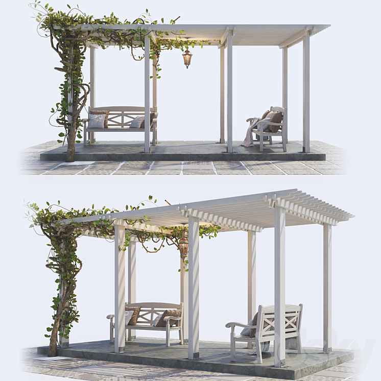 PAINTED WOODEN PERGOLA 